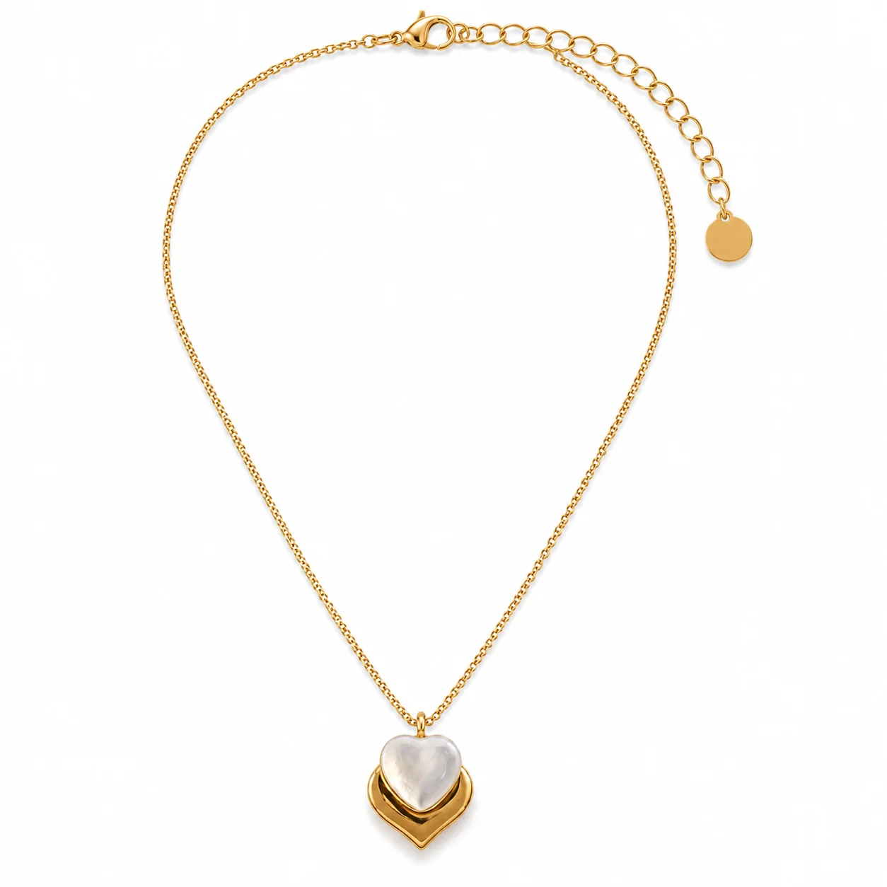 Mother-of-Pearl Heart Gold Necklace