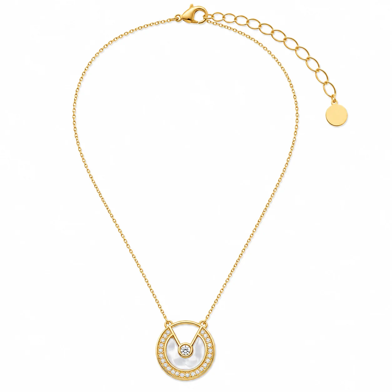 V-chain Necklace With Halo Pendent